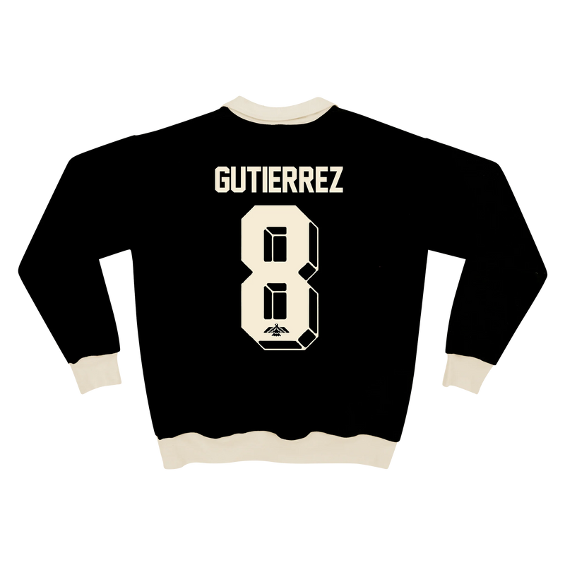 (PRE-ORDER) Black Long Sleeve Soccer Polo Sweatshirt