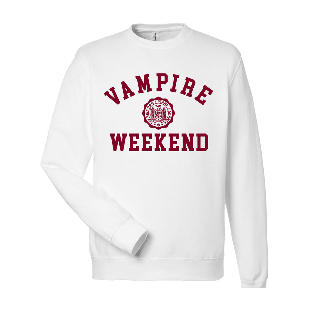 Vampire Weekend Collegiate White Crewneck – Bingo Merch
