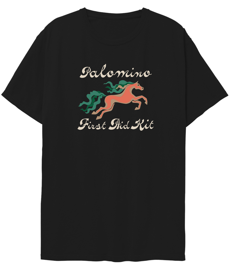 (PRE-ORDER) Horse Illustration Black T-Shirt - firstaidkit-europe