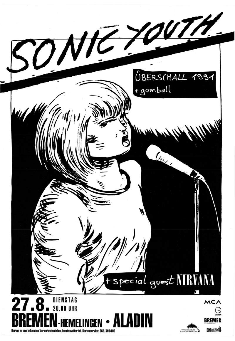 Sonic Youth Bremen Aladin 27.08.1991 Poster Poster- Bingo Merch Official Merchandise Shop Official